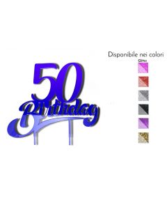 Cake Topper 50 Auguri Legno