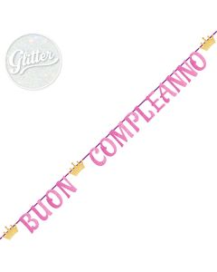 FESTONE BUON COMPLEANNO FUCSIA GLITTER