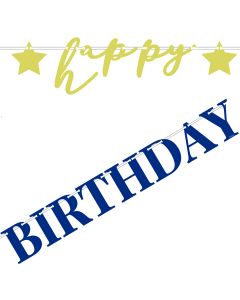 FESTONE HAPPY BIRTHDAY METAL BLU/ORO 54596