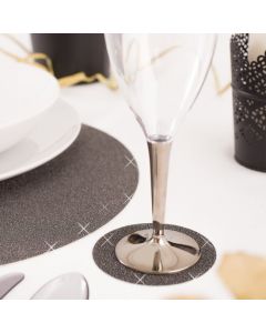 SOTTOBICCHIERI GLITTER NERO PZ. 6