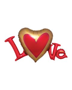 PALLONCINO MYLAR SUPERSHAPE SCRITTA LOVE CON CUORE SATINATO LV
