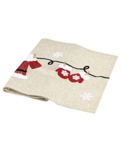 RUNNER STOFFA ECRU RICAMO CHRISTMAS