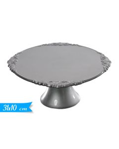 ALZATINA IN PLASTICA ARGENTO BORDINO DECORATO 31CM