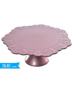 ALZATINA IN PLASTICA SMERLETTATA ROSA GOLD 31CM