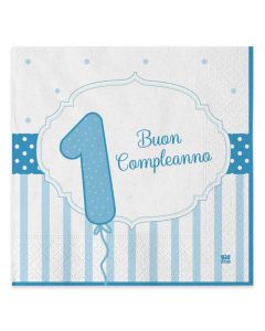 TOVAGLIOLO BUON PRIMO COMPLEANNO CELESTE 33X33