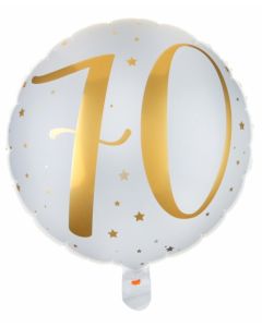 PALLONCINO MYLAR 18" WHITE & GOLD 70TH