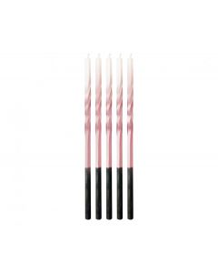 CANDELINE SWIRL OMBRE ROSA E BIANCO PZ.5
