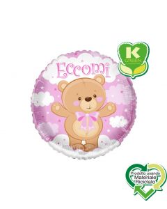 PALLONCINO MYLAR 18" ORSACCHIOTTO ROSA ECCOMI