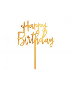 CAKE TOPPER PVC HAPPY BIRTHDAY GOLD