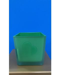 VASO IN VETRO QUADRATO VERDE SYROS 14X14CM