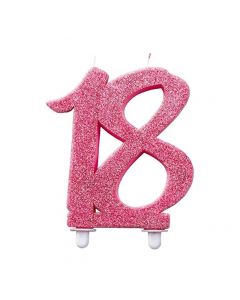 CANDELINA NUMERICA GLITTER ROSA N.18