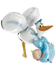 PALLONCINO MYLAR SUPERSHAPE CICOGNA BOY 3D