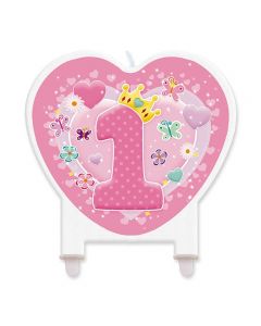 CANDELINA SAGOMATA PRIMO COMPLEANNO ROSA PZ. 1