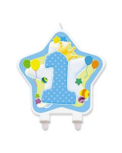 CANDELINA SAGOMATA PRIMO COMPLEANNO CELESTE PZ. 1