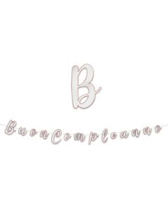 FESTONE BUON COMPLEANNO BIANCO E ROSA GOLD