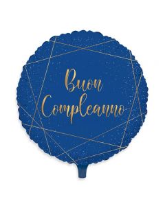 PALLONCINO MYLAR BUON COMPLEANNO BLUE GOLD