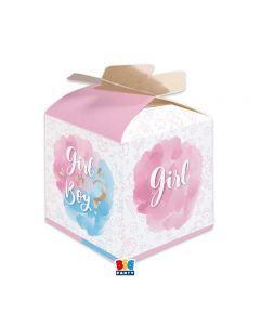 25 SCATOLINE PORTACONFETTI CUBETTO 5x7x5cm Gender Reveal