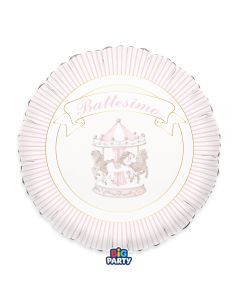 Palloncino Foil Tondo 18″ Battesimo Carillon Rosa