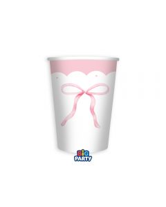 6 BICCHIERI  250 cc TEMA FIOCCO ROSA