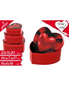 SET SCATOLA A CUORE ROSSO 3PZ  LV