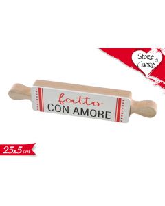 MATTARELLO IN LEGNO "FATTO CON AMORE"  LV 782969