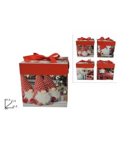 SCATOLA REGALO GNOMI 21,5x21,5x21,5CM