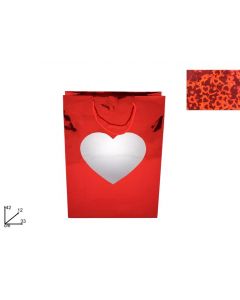 BUSTA DA REGALO CON CUORE TRASPARENTE 42X33X12CM  LV