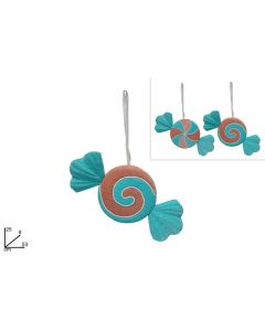 APPENDINO CARAMELLA IN VELLUTO ROSA E VERDE 53CM