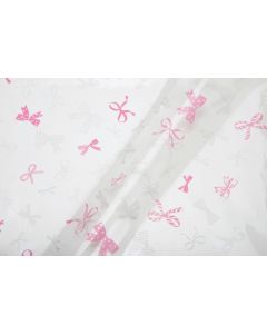 BUSTINE TRASPARENTI FIOCCHI BIANCO/ROSA 9 X 12,5CM PZ.50