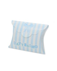 SCATOLINE BUSTA BATTESIMO TEDDY CELESTE 10x8x3cm PZ.25