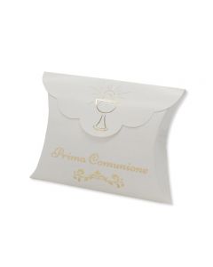 25 SCATOLINE PORTACONFETTI BUSTA 10x8x3cm Comunione Gold Metal