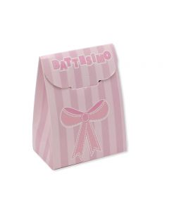 SCATOLINE SACCHETTO BATTESIMO TEDDY ROSA 8x4x3cm PZ.25
