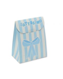 SCATOLINE SACCHETTO BATTESIMO TEDDY CELESTE 8x4x3cm PZ.25