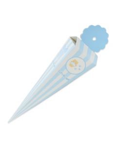 SCATOLINE CONO QUADRATO BATTESIMO TEDDY CELESTE 4x19x4cm PZ.25