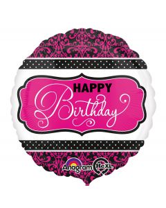 FOIL COMPLEANNO 18" NERO E FUCSIA 