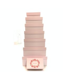 SET SCATOLE RETTANGOLARI ROSA PASTELLO STRIPES