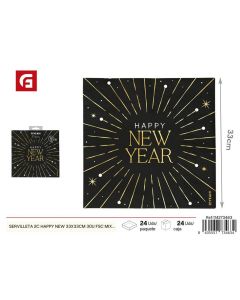 TOVAGLIOLI NERO E ORO CAPODANNO 33X33CM
