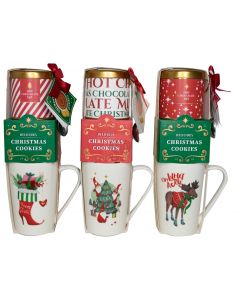 TAZZA NATALIZIA CON BISCOTTI E BEVANDA AL CIOCCOLATO