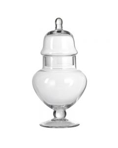 AMPOLLA IN VETRO TRASPARENTE TONDA CON TAPPO D.13CM H 25,5CM