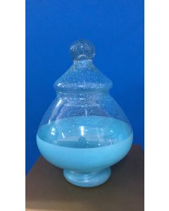AMPOLLA IN VETRO AZZURRA PICCOLA CON TAPPO D.18CM H 26,5CM