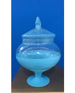 AMPOLLA IN VETRO AZZURRA CON TAPPO D.18CM H 26,5CM