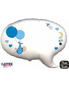 PALLONCINO MYLAR SUPERSHAPE NUVOLETTA NASCITA CELESTE PERSONALIZZABILE