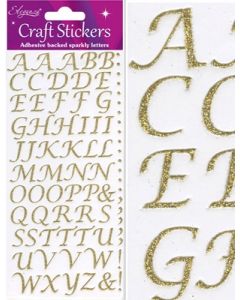 STICKERS GLITTER ADESIVI LETTERE ORO