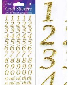 STICKERS GLITTER ADESIVI NUMERI ORO