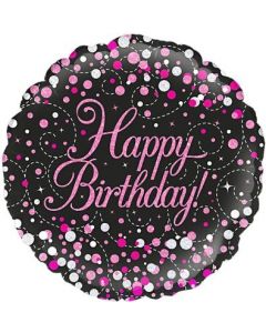 PALLONCINO MYLAR HAPPY BIRTHDAY BLACK & PINK