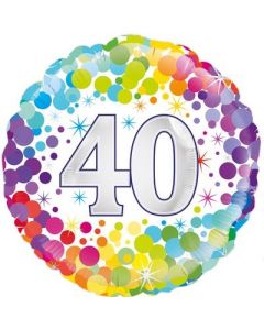 PALLONCINO MYLAR 40TH BIRTHDAY COLORFUL