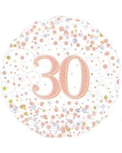 PALLONCINO MYLAR 30TH BIRTHDAY FIZZ ROSE GOLD