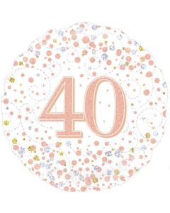 PALLONCINO MYLAR 40TH BIRTHDAY FIZZ ROSE GOLD