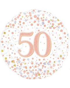 PALLONCINO MYLAR 50TH BIRTHDAY FIZZ ROSE GOLD