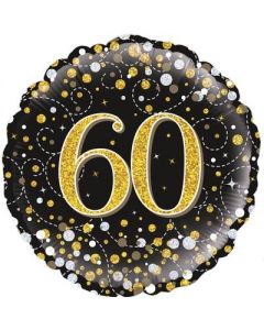 PALLONCINO MYLAR 60TH BIRTHDAY FIZZ BLACK & GOLD